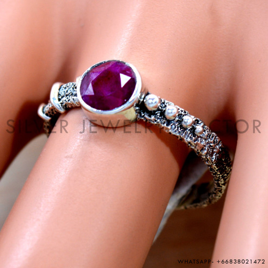 Ruby 925 Sterling Silver Ring (SJWR-2836)