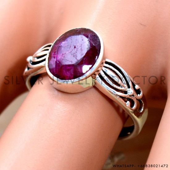Ruby 925 Sterling Silver Ring (SJWR-2839)