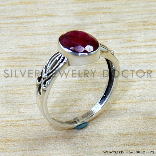 Ruby 925 Sterling Silver Ring (SJWR-2839)