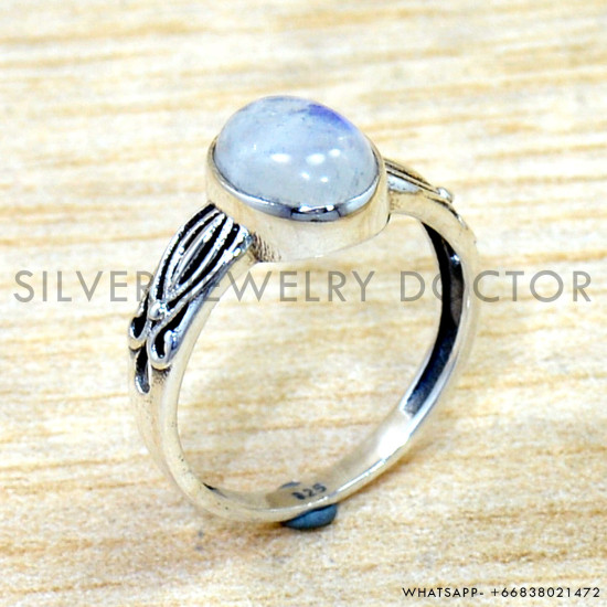 Rainbow Moonstone 925 Sterling Silver Ring (SJWR-2840)