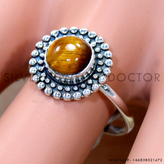 Tiger Eye 925 Sterling Silver Ring (SJWR-2844)