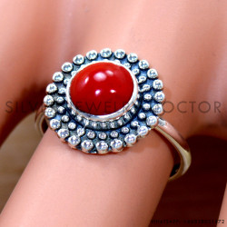 Coral 925 Sterling Silver Ring (SJWR-2845)