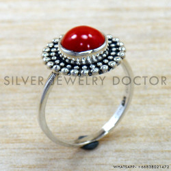Coral 925 Sterling Silver Ring (SJWR-2845)