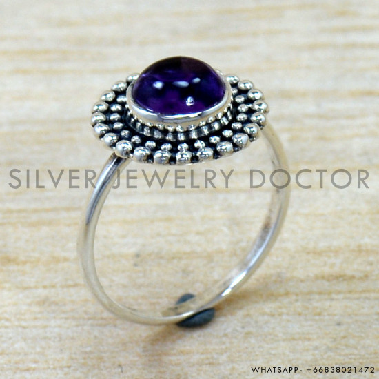 Amethyst 925 Sterling Silver Ring (SJWR-2846)