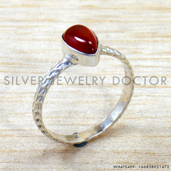 Carnelian 925 Sterling Silver Ring (SJWR-2851)