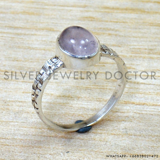 Rose Quartz 925 Sterling Silver Ring (SJWR-2855)