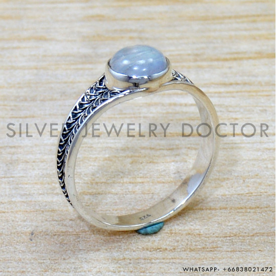 Rainbow Moonstone 925 Sterling Silver Ring (SJWR-2863)