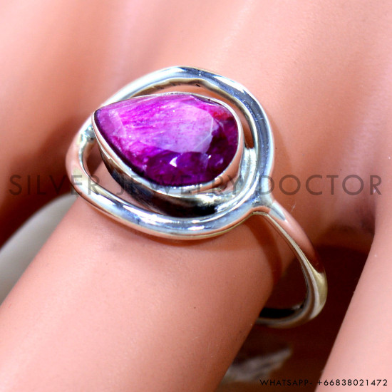 Ruby 925 Sterling Silver Ring (SJWR-2872)