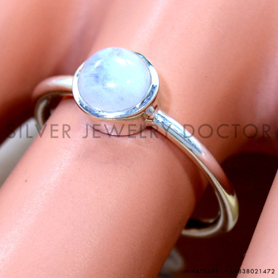 Rainbow Moonstone 925 Sterling Silver Ring (SJWR-2877)