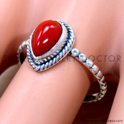 Coral 925 Sterling Silver Ring (SJWR-2881)