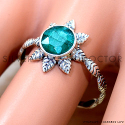 Emerald 925 Sterling Silver Ring (SJWR-2884)