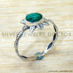 Emerald 925 Sterling Silver Ring (SJWR-2884)