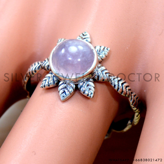 Rose Quartz 925 Sterling Silver Ring (SJWR-2886)