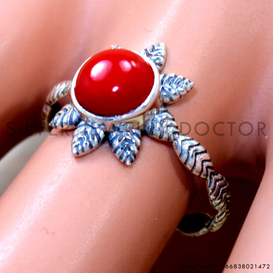 Coral 925 Sterling Silver Ring (SJWR-2888)