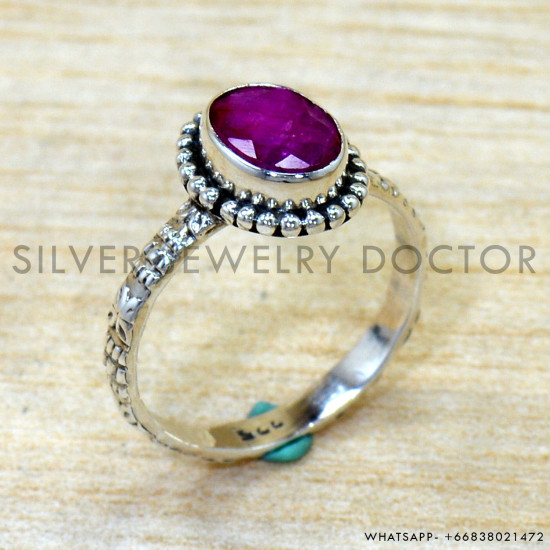 Ruby 925 Sterling Silver Ring (SJWR-2894)