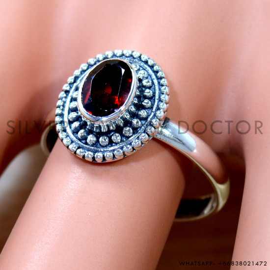 Garnet 925 Sterling Silver Ring (SJWR-2905)