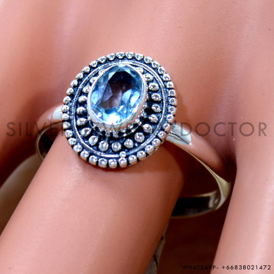 Blue Topaz 925 Sterling Silver Ring (SJWR-2911)