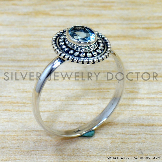 Blue Topaz 925 Sterling Silver Ring (SJWR-2911)