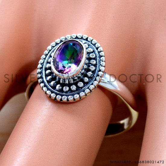Mystic Topaz 925 Sterling Silver Ring (SJWR-2912)