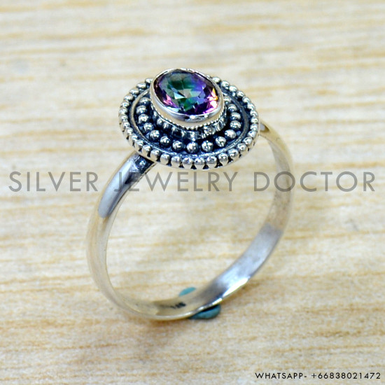 Mystic Topaz 925 Sterling Silver Ring (SJWR-2912)