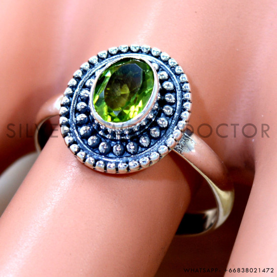 Peridot 925 Sterling Silver Ring (SJWR-2913)