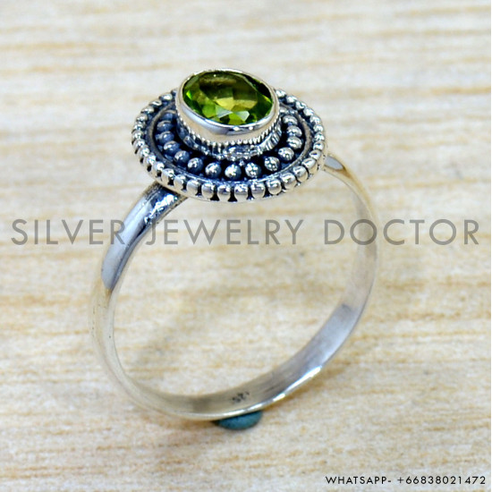 Peridot 925 Sterling Silver Ring (SJWR-2913)