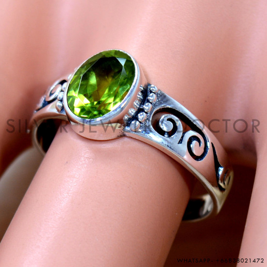 Peridot 925 Sterling Silver Ring (SJWR-2918)