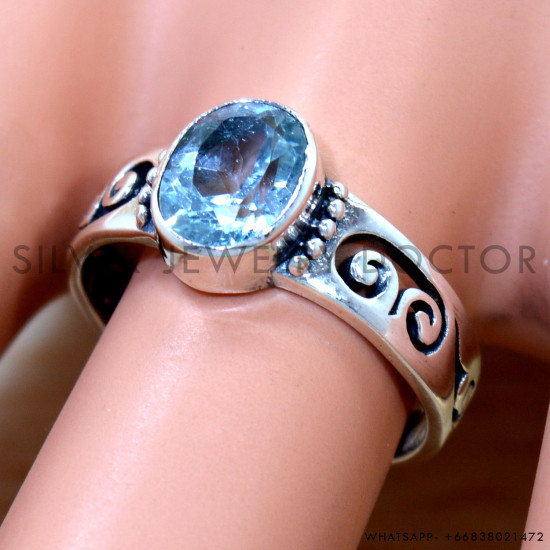 Blue Topaz 925 Sterling Silver Ring (SJWR-2920)