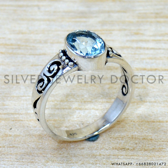 Blue Topaz 925 Sterling Silver Ring (SJWR-2920)