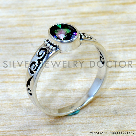 Mystic Topaz 925 Sterling Silver Ring (SJWR-2922)