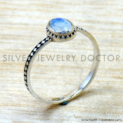 Rainbow Moonstone 925 Sterling Silver Ring (SJWR-2928)