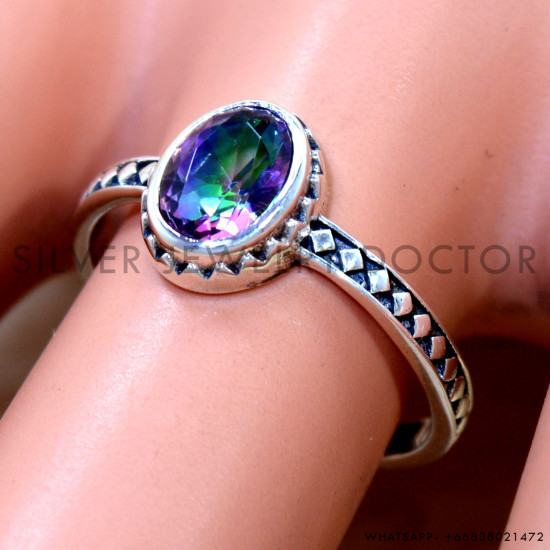 Mystic Topaz 925 Sterling Silver Ring (SJWR-2931)