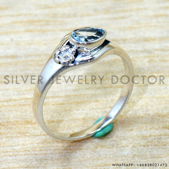 Blue Topaz 925 Sterling Silver Ring (SJWR-2934)