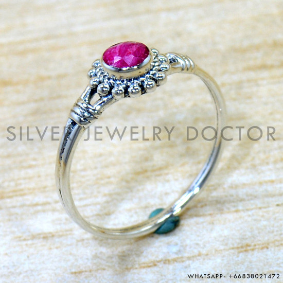Ruby 925 Sterling Silver Ring (SJWR-2940)