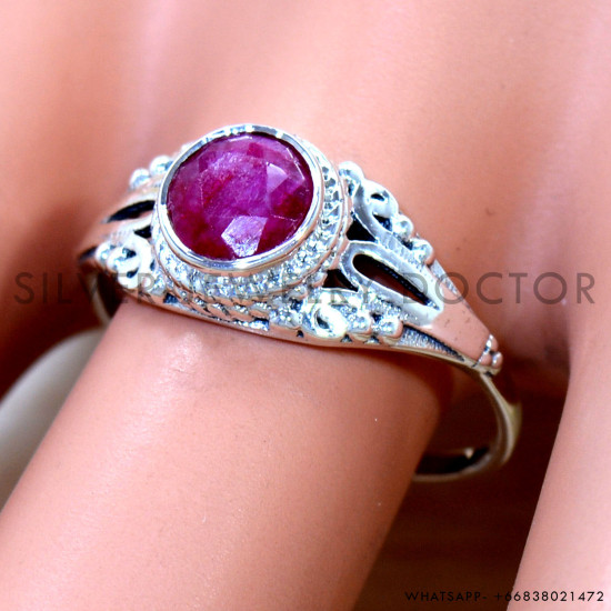 Ruby 925 Sterling Silver Ring (SJWR-2944)