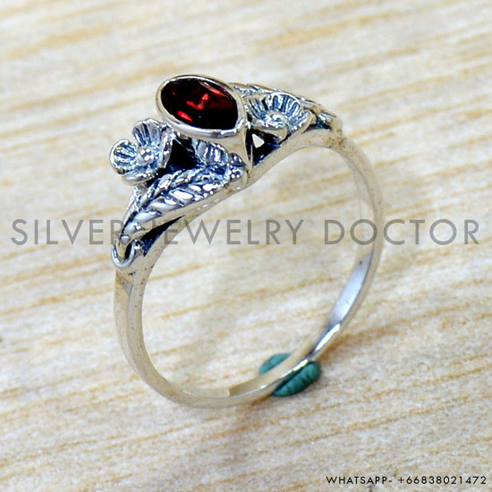 Garnet 925 Sterling Silver Ring (SJWR-2952)
