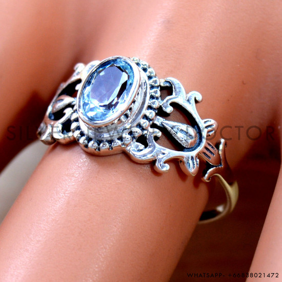 Blue Topaz 925 Sterling Silver Ring (SJWR-2955)