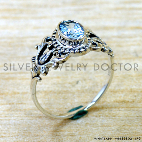 Blue Topaz 925 Sterling Silver Ring (SJWR-2955)