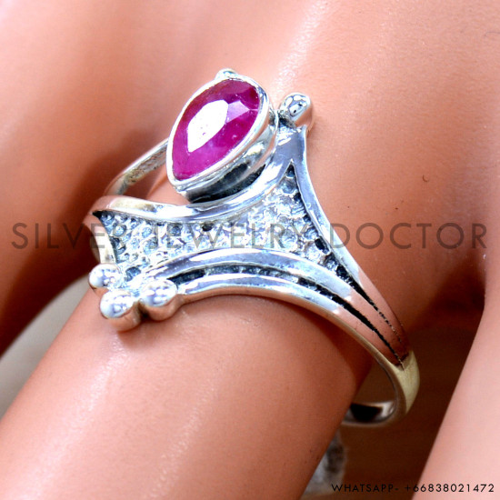 Ruby 925 Sterling Silver Ring (SJWR-2960)