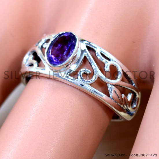 Amethyst 925 Sterling Silver Ring (SJWR-2964)