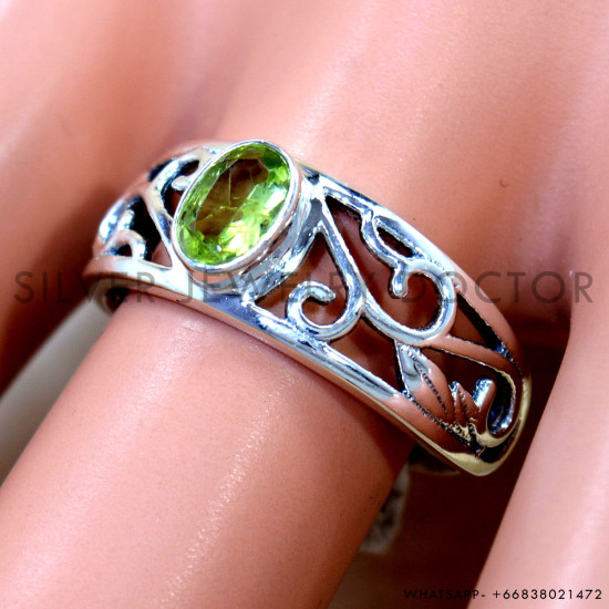 Peridot 925 Sterling Silver Ring (SJWR-2965)