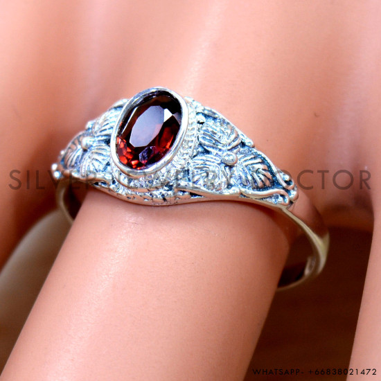 Garnet 925 Sterling Silver Ring (SJWR-2966)