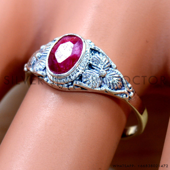 Ruby 925 Sterling Silver Ring (SJWR-2968)
