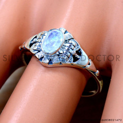 Rainbow Moonstone 925 Sterling Silver Ring (SJWR-2971)