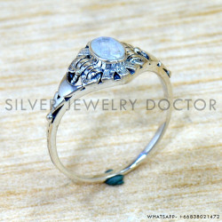 Rainbow Moonstone 925 Sterling Silver Ring (SJWR-2971)