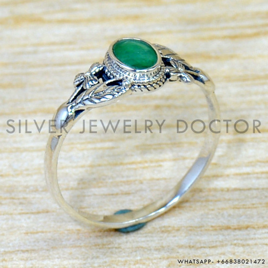 Emerald 925 Sterling Silver Ring (SJWR-2973)