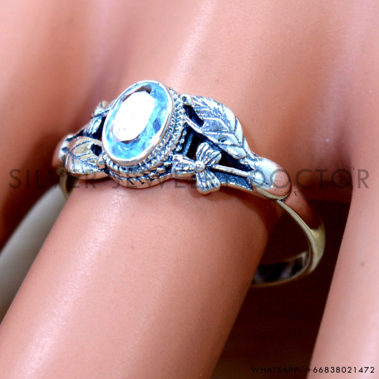 Blue Topaz 925 Sterling Silver Ring (SJWR-2974)