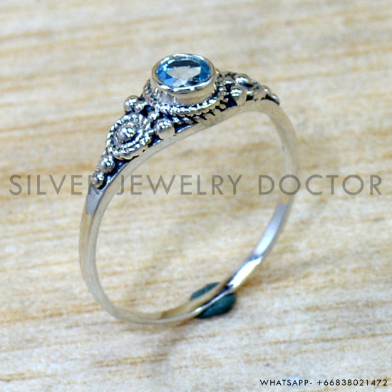 Blue Topaz 925 Sterling Silver Ring (SJWR-2977)