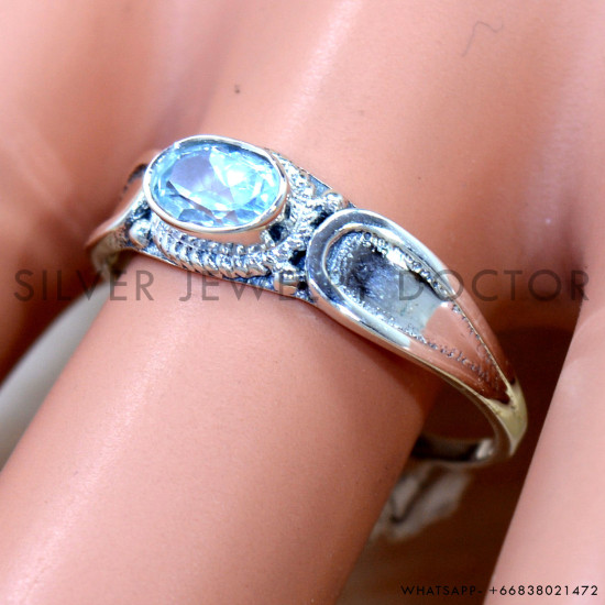 Blue Topaz 925 Sterling Silver Ring (SJWR-2981)