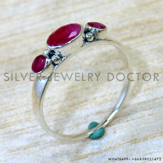 Ruby 925 Sterling Silver Ring (SJWR-2984)
